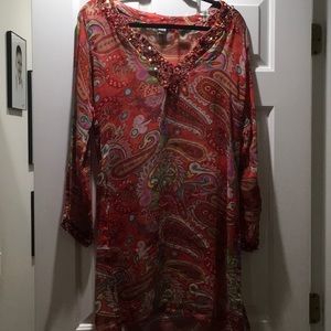 Beautiful beach coverup, 100% silk, size S, with beautiful sequence detail